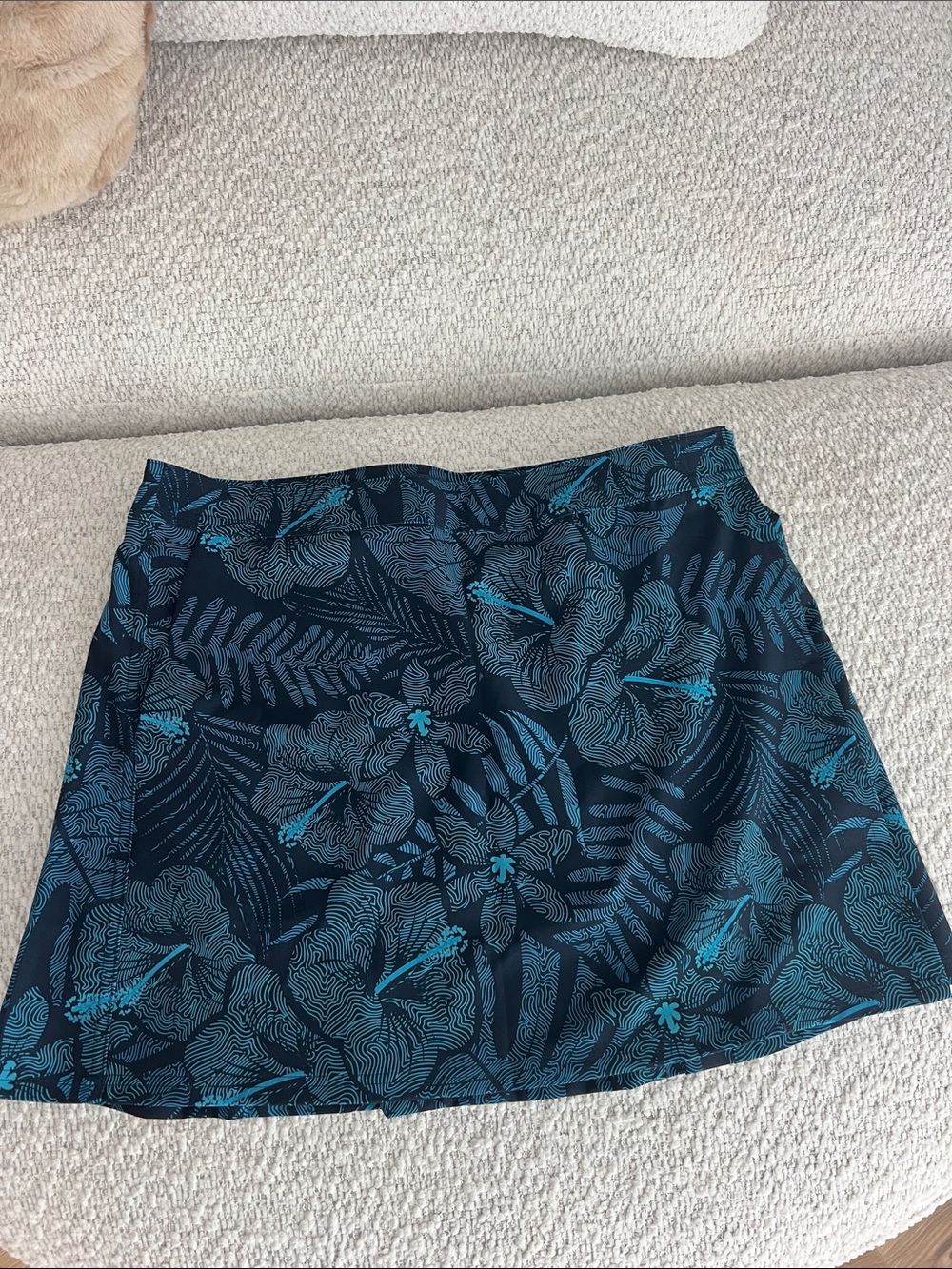 Tropical Print Mini Skirt in Teal and Navy